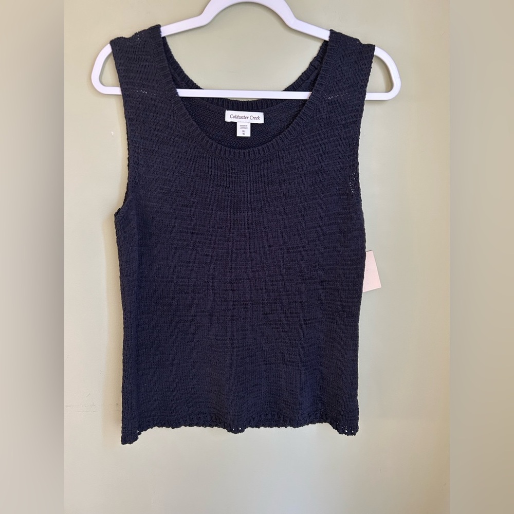 NWT Coldwater Creek Wear With All Shell. Black Size 16/XL. Open knit shell/tank